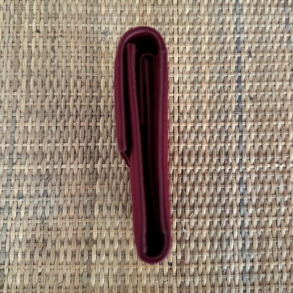 Prada Tessuto Saffiano Logo Nylon Trifold Leather Wallet Red Authentic - Picture 2 of 12